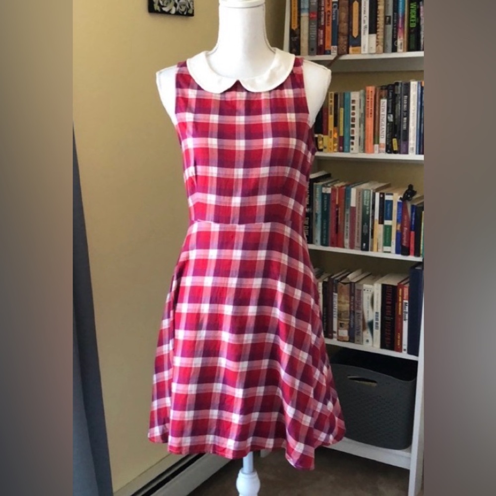 Levi’s Mod Plaid Dress Size S flannel grunge twee Peter Pan collar